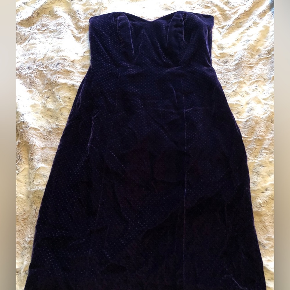 Vintage purple velvet strapless sweetheart dress